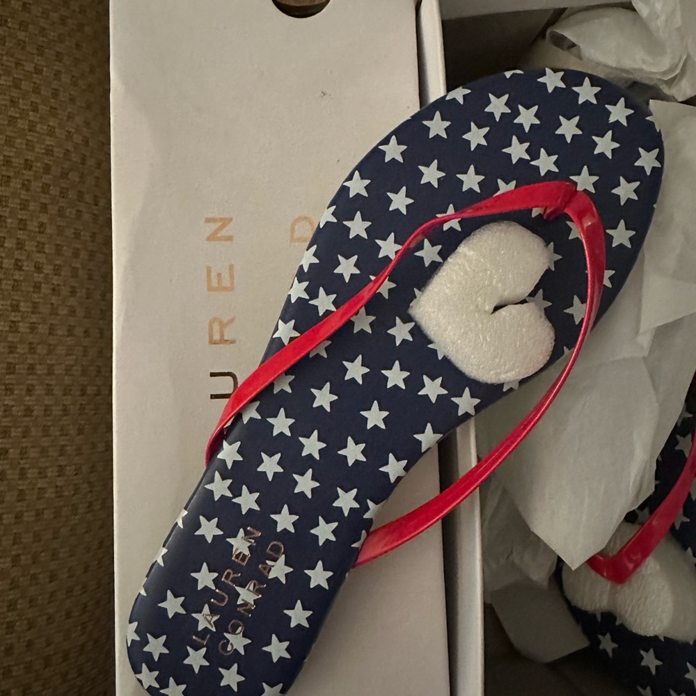 Lauren Conrad Navy Star Flip Flops